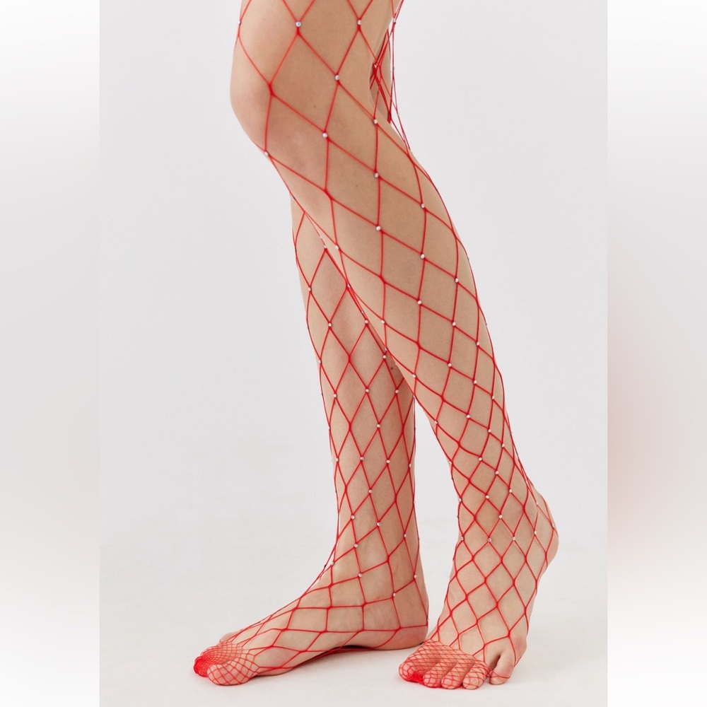 NWT UO Gem Rhinestone Wide Fishnet Tights